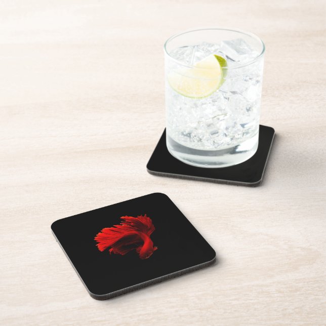 Ruby Red Siamese Fighting Fish Beverage Coaster (Right Side)