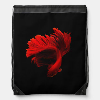 Ruby Red Siamese Fighting Fish Drawstring Bag