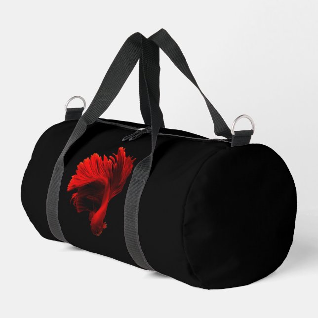 Ruby Red Siamese Fighting Fish Duffle Bag (Left Corner)
