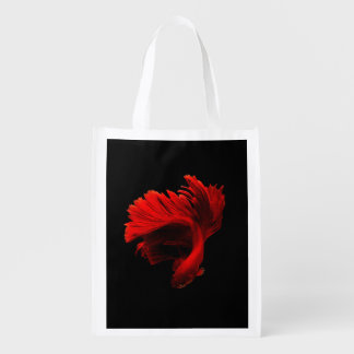 Ruby Red Siamese Fighting Fish Grocery Bag