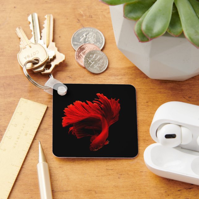 Ruby Red Siamese Fighting Fish Keychain (Desk)