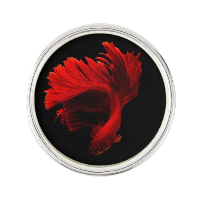Ruby Red Siamese Fighting Fish Lapel Pin (Front)