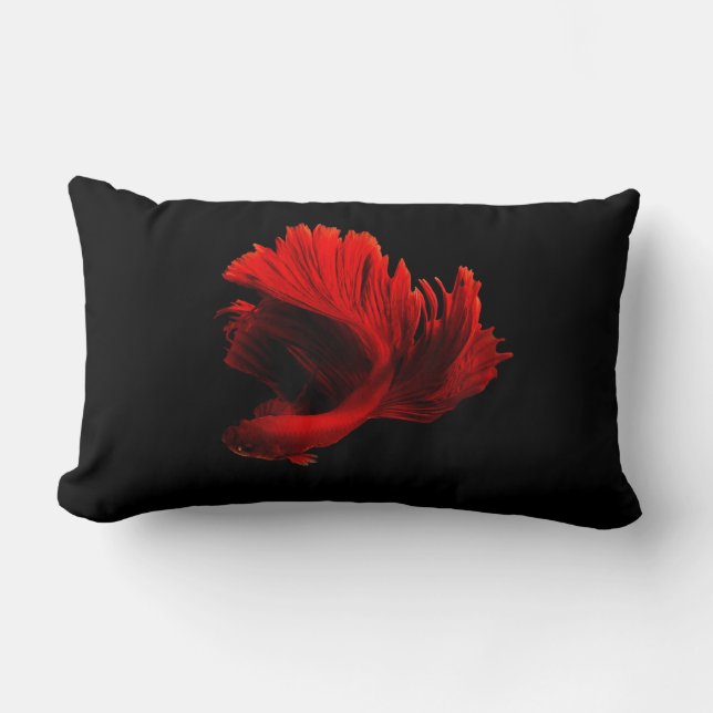 Ruby Red Siamese Fighting Fish Lumbar Pillow (Front)