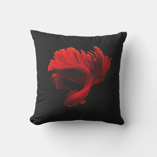 Ruby Red Siamese Fighting Fish Outdoor Pillow (Front)