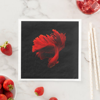 Ruby Red Siamese Fighting Fish Paper Dinner Napkins