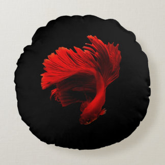 Ruby Red Siamese Fighting Fish Round Pillow