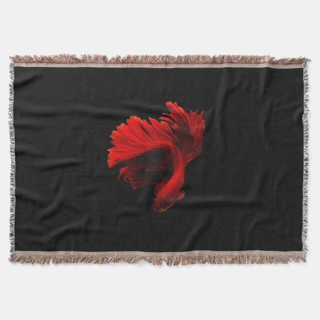 Ruby Red Siamese Fighting Fish Throw Blanket (Front)