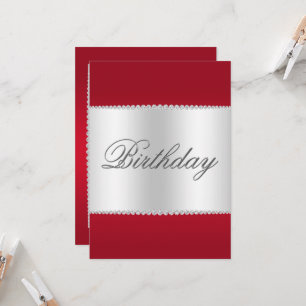 Ruby Red, Silver & Gems Birthday Invitation