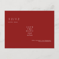 Ruby Red Simple Text Only Wedding Save the Date