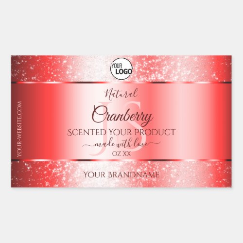 Ruby Red Soft Glitter Product Labels Monogram Logo