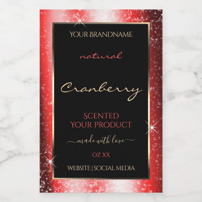 Ruby Red Sparkle Glitter Frame Product Label (Single Label)