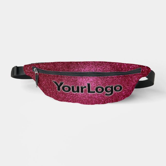 Ruby Red Sparkly Glitter Luxury Business Logo Fanny Pack (Front)