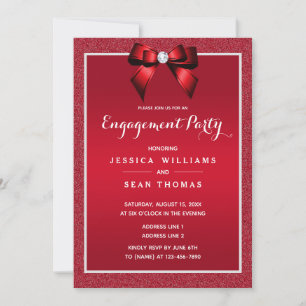 Ruby Red & Stylish Gem Engagement Invitation