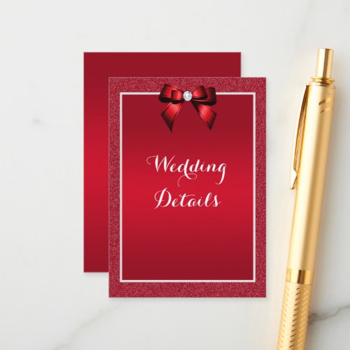 Ruby Red  Stylish Gem Wedding Details Enclosure Card