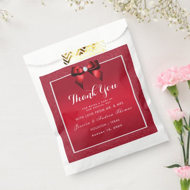 Ruby Red & Stylish Gem Wedding Favor Bag (Sealed)