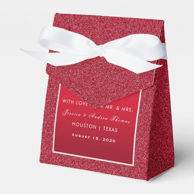 Ruby Red & Stylish Gem Wedding Favor Boxes (Front Side)