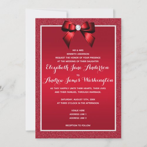 Ruby Red  Stylish Gem Wedding Invitation