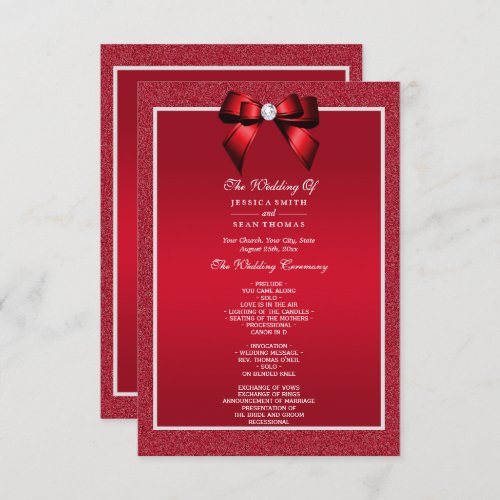 Ruby Red  Stylish Gem Wedding Program