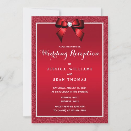 Ruby Red  Stylish Gem Wedding Reception Invitation