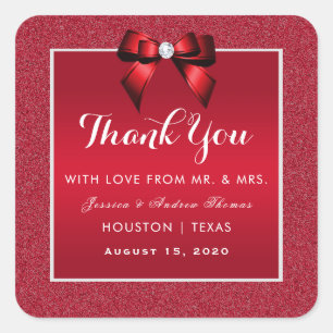 Ruby Red & Stylish Gem Wedding Square Sticker