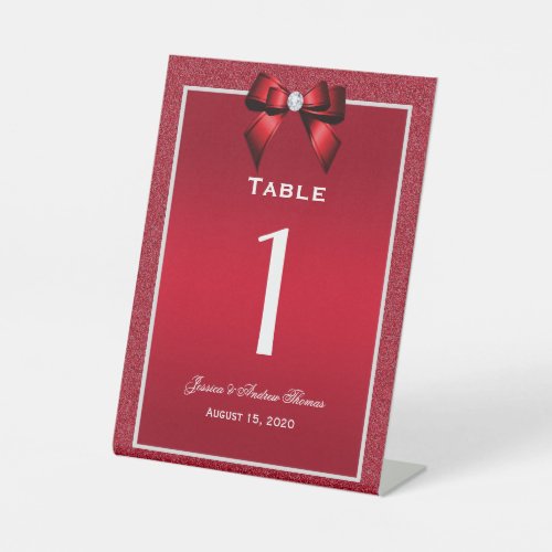 Ruby Red  Stylish Gem Wedding Table Number Pedestal Sign