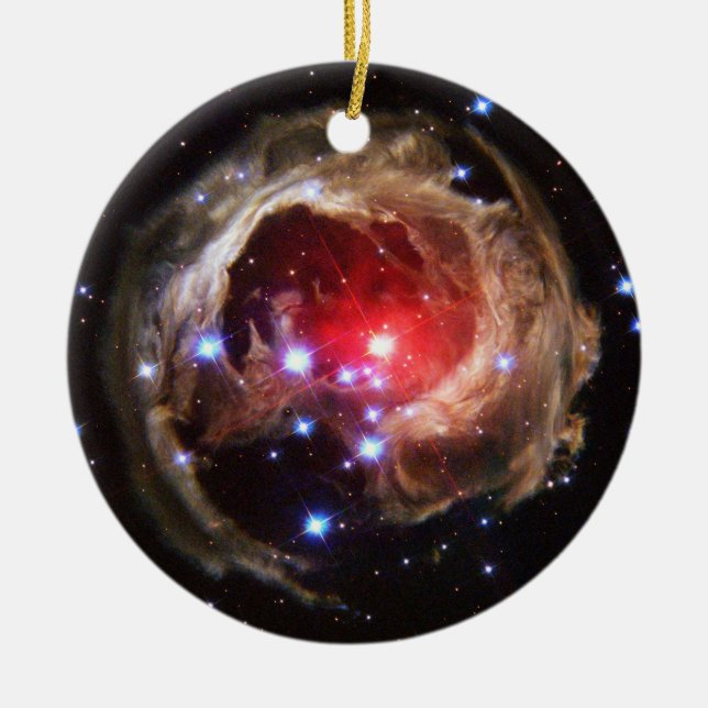 Ruby Red Supergiant Star Dust Ceramic Ornament (Front)