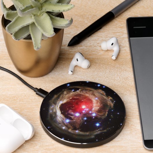 Ruby Red Supergiant Star Dust Wireless Charger (Desk 2)