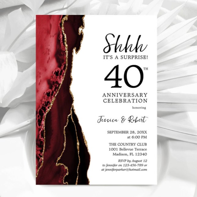 Ruby Red Surprise 40th Anniversary Invitation (Creator Uploaded)