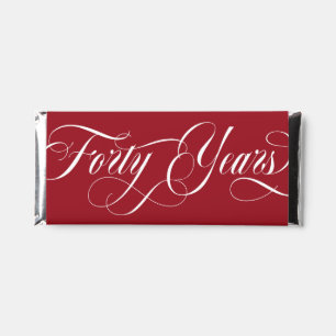 Ruby Red Swirly Script 40th Wedding Anniversary Hershey Bar Favors