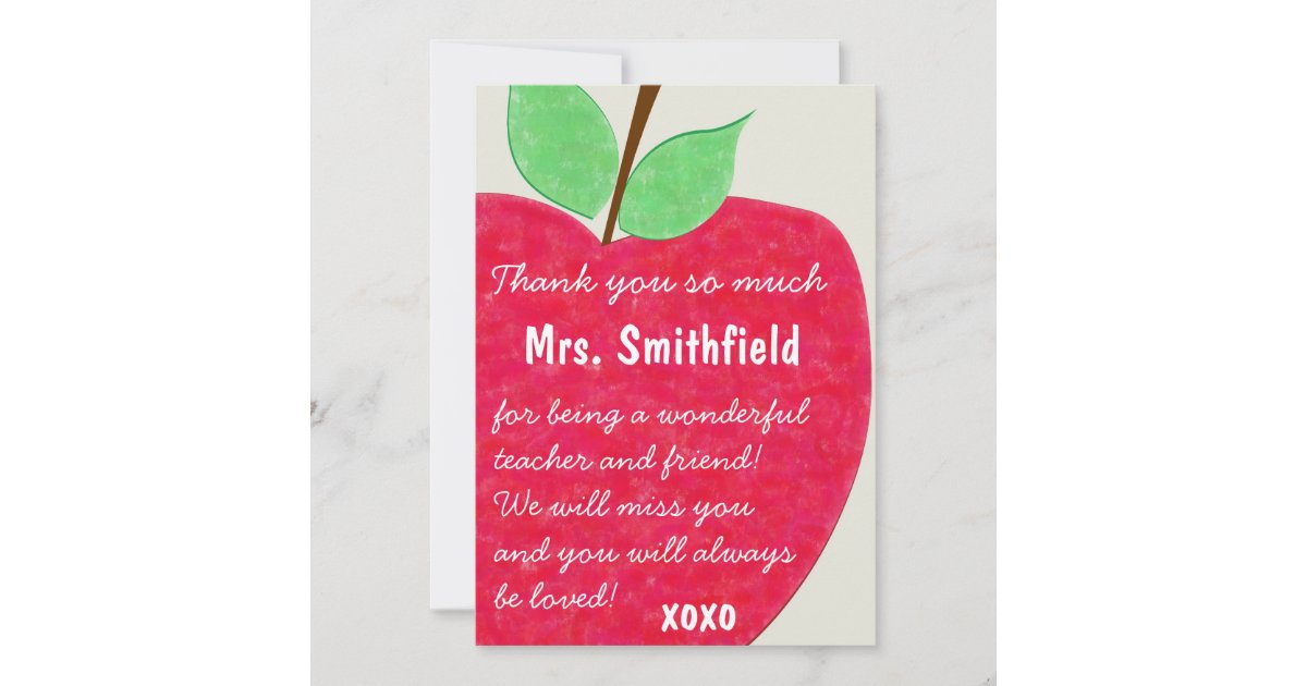 Ruby Red Teacher's Apple Retirement Invite | Zazzle