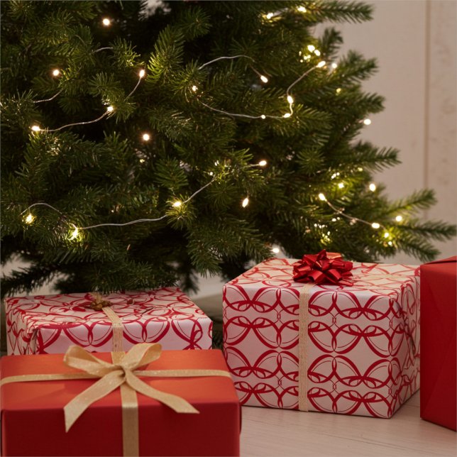 Ruby Red Togetherness and Unity on White Couple Wrapping Paper (Creator Uploaded)