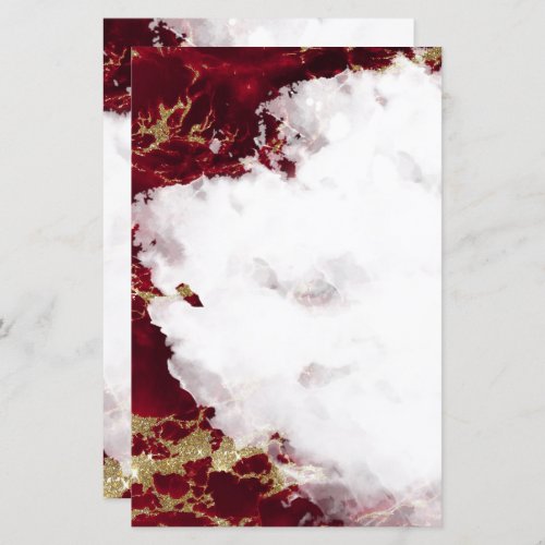 Ruby Red Watercolor Geode Blank Stationery
