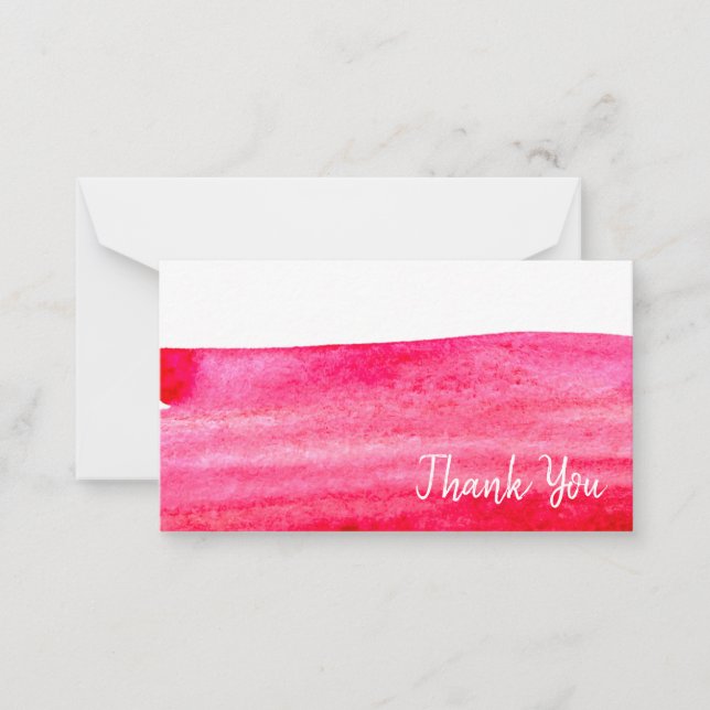 Ruby red watercolor swish note card (Front)