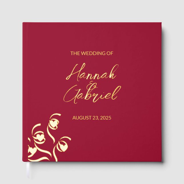 Ruby Red Wedding Foil Guest Book (Front)