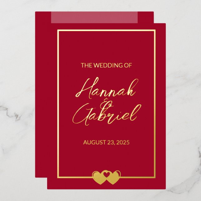 Ruby Red Wedding Foil Invitation (Front/Back)