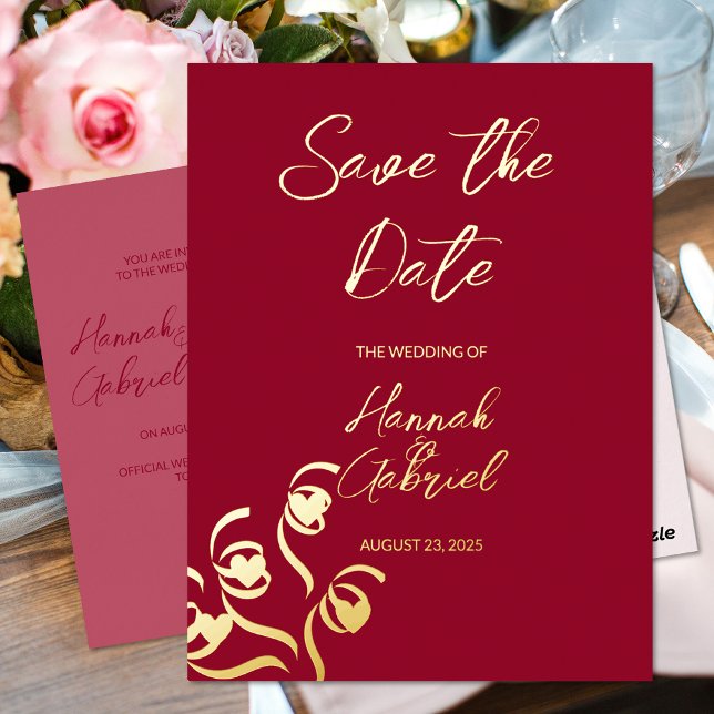 Ruby Red Wedding Foil Invitation Postcard (Creator Uploaded)