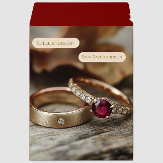 Ruby Red Wedding Rings Shipping Envelope Mailer