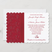 Ruby Red & White Floral Wedding Invitation (Back)