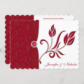 Ruby Red & White Floral Wedding Invitation (Front/Back)