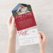 Ruby Red White Photo 40th Wedding Anniversary All In One Invitation (Tearaway)