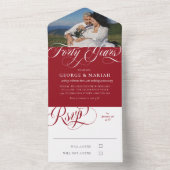Ruby Red White Photo 40th Wedding Anniversary All In One Invitation (Inside)