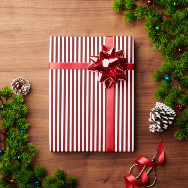 Ruby Red & White Stripes Wrapping Paper (Holiday Gift)