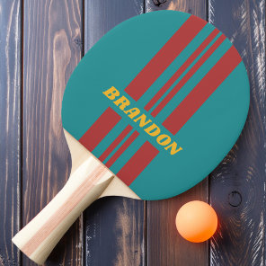 Ruby Reef Rally Stripe with Name Ping Pong Paddle