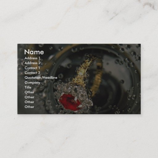 Customizable Ruby ring in sparkling water business card