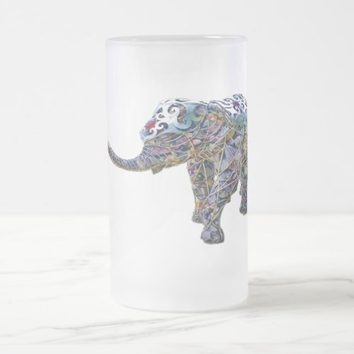 Ruby Rock Art Elephant Frosted Glass Beer Mug