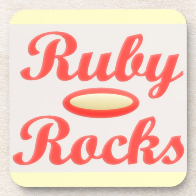Ruby Rocks design red and mellow cream Beverage Coaster (Front)