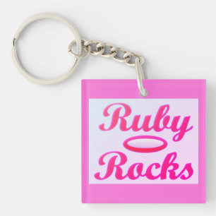 Ruby Rocks design SWEET PINK Keychain