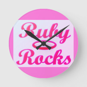Ruby Rocks design SWEET PINK Round Clock