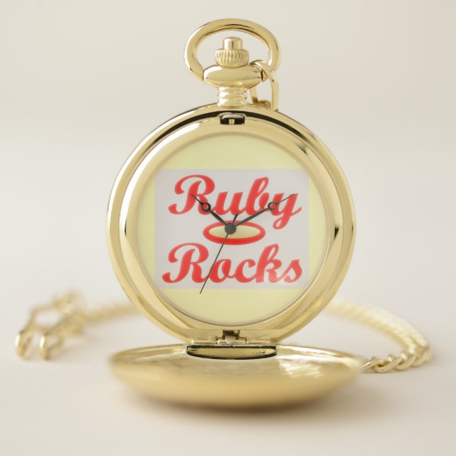 RUBY ROCKS RED AND CREAM CHARMING POCKET WATCH (Inside)