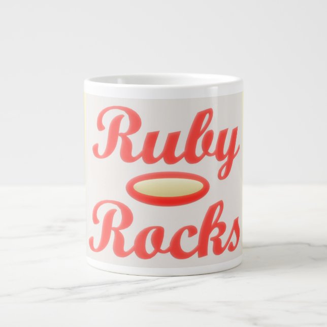 RUBY ROCKS RED AND CREAM COFFEE MUG (Front)